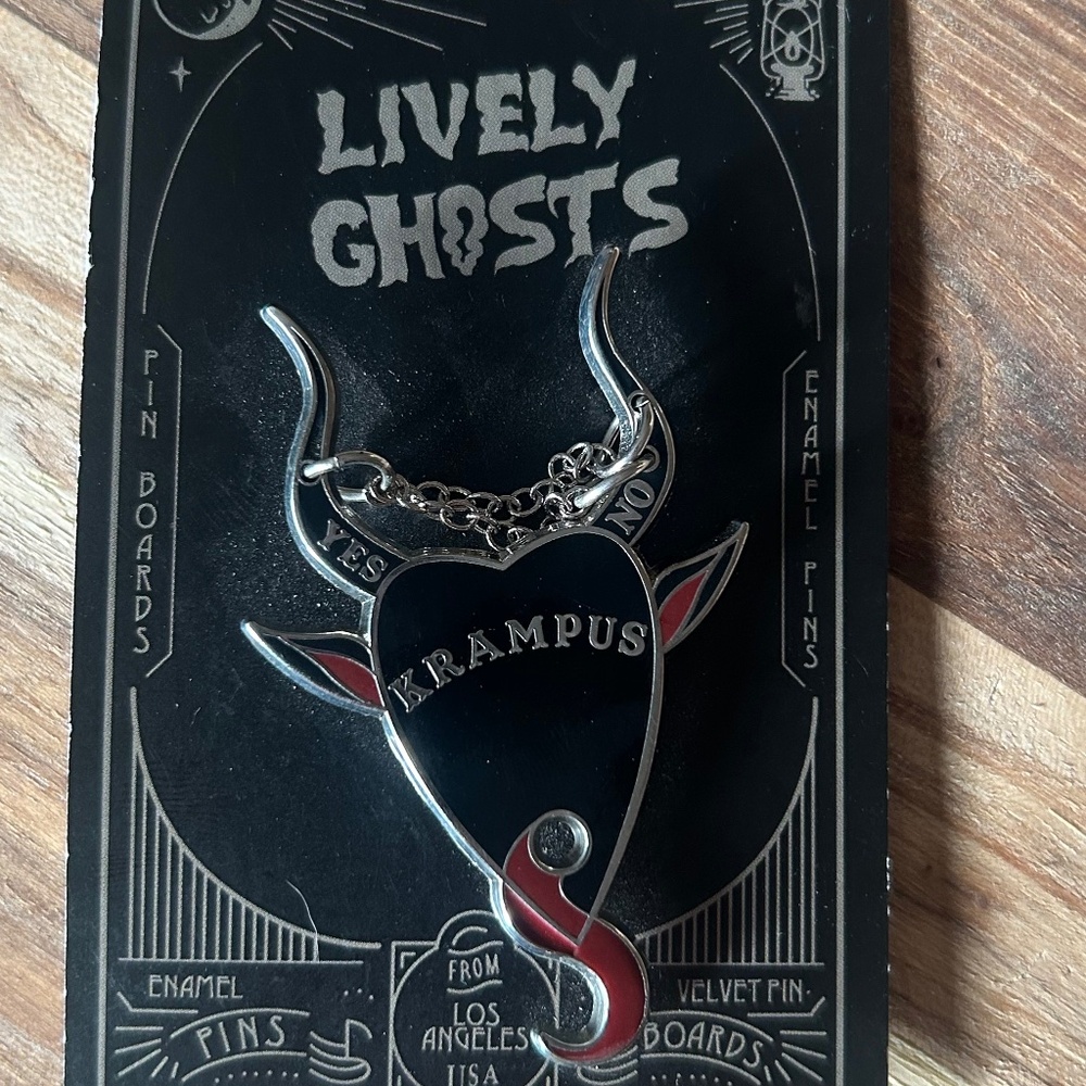 Krampus Ouija Enamel Pin from Lively Ghosts